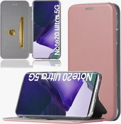 Produktbild von Handy Schutz Hülle für Samsung Galaxy Note 20 Ultra Handytasche mit Magnetdeckel Kartenfach und Standfunktion Klapphülle Rosegold