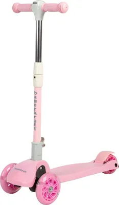 Image de Trottinette tricycle pliante rose avec roues lumineuses LED