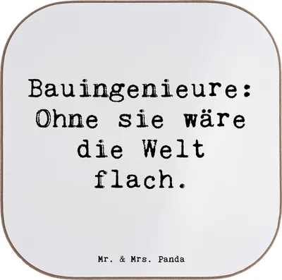Produktbild von Mr. & Mrs. Panda Tischuntersetzer Spruch Bauingenieur Held - Weiß - Geschenk, Untersetzer Kaffee, für Gläser, gläseruntersetzer, Wertschätzung, Geschenke Berufstätige