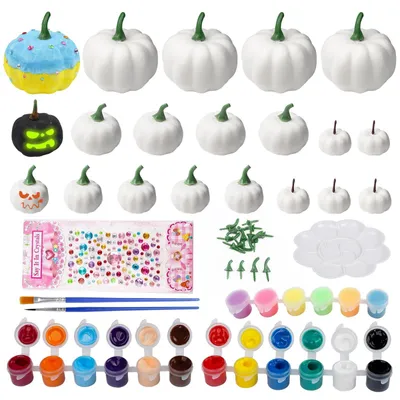 Productafbeelding van Solidchoice - Set van 20 Witte Kunstpompoenen voor Herfstdecoratie