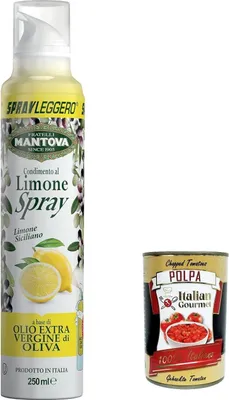 Produktbild von 3x SPRAYLEGGERO Mantova Natives Olivenöl Extra Aromatisiert mit Zitrone 200 ml - Praktische Sprühflasche mit bis zu 90% Ölersparnis+Polpa 400g