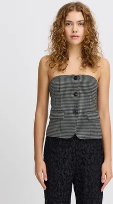 Obrázek produktu pro Dámská vesta Ichi IHKate, společenská vesta s klopovými kapsami, zapínání na 3 knoflíky, bez rukávů, střih slim fit