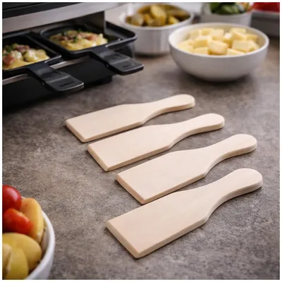 Produktbild von Pfannenwender perfekt für Raclette aus Holz 4er-Set neuetischkultur