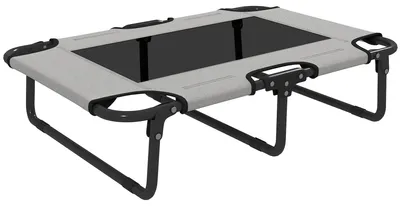 Produktbild von Erhöhtes Hundebett klappbar Haustierbett, Outdoor Hundeliege mit Netzdesign Hellgrau Oxford 75 x 51 x 18 cm