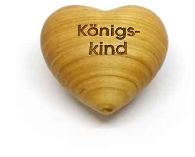 Herz aus Fruchtholz mit Gravur Königskind, 6,5 cm