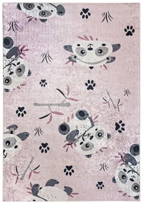 Image de Mazovia Tapis Pour enfants Ours Rose 80x150 cm Poils Courts, Facile à Nettoyer, Tapis de Jeu pour Chambre d'Enfant