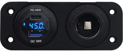 Produktbild von ProRide 12V USB/USB-C Einbau-Ladegerät 2 Ports 45W QC3.0 mit Voltmeter