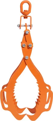 Image de Pince forestière - Pince de levage à 4 griffes - Ouverture : 71 cm - Capacité de charge : 1 200 kg - Acier de 8 mm - Orange