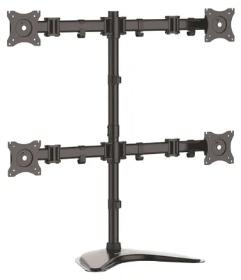 Produktbild von StarTech.com Vierfach-Monitorständer - Gelenkig - für Bildschirme 13" bis 27" (8kg) - Verstellbarer VESA-Monitorständer für 4 Monitore - Stahl - Schwarz, Freistehend, 8 kg, 33 cm (13"), 68,6 cm (27"), 100 x 100 mm, Schwarz
