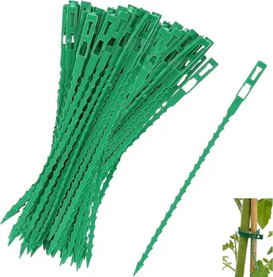 Produktbild von PolkaHome® Verstellbare Pflanzenbinder 120 Stück 23 cm Grün – Wiederverwendbare Kabelbinder für Garten, Pflanzen & Kabelmanagement