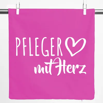 Produktbild von Huuraa Kissenbezug Pfleger mit Herz 40x40cm Fuchsia Baumwolle Dekokissenbezug Geschenkidee