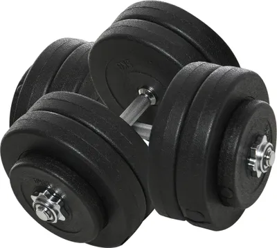 Produktbild von 25 kg Kurzhantel-Set, 2 x 6 Kunststoffhantelscheiben, bodenschonend Schwarz