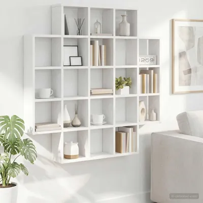 Obrázok produktu pre Maison Exclusive – Nástenná polička, biela, 100 x 13 x 100 cm, drevovláknitá doska