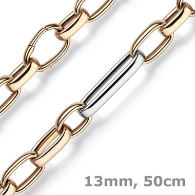 Produktbild von 13mm Phantasie Kette Collier Halsschmuck aus 585 Gold Weißgold Rotgold 50cm