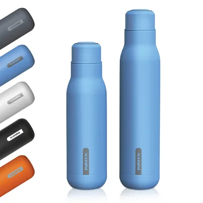 Immagine prodotto di Borraccia Massini in acciaio inossidabile, 500 ml, blu, adatta alle bevande gassate, borraccia a tenuta stagna per lo sport, il lavoro e il fitness, thermos a doppia parete