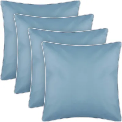Obrázek produktu pro Venkovní polštářek s lemováním 4ks ( 45 x 45 cm ) tyrkysový - dekorativní polštářek zahradní zip - odpuzuje nečistoty a vodu - snímatelný potah
