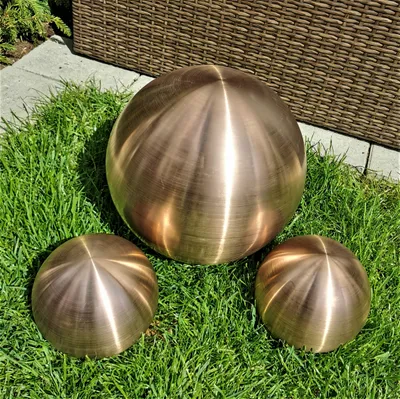Produktbild von 3er Set Dekorationskugel 40-20-20 cm aus Edelstahl golden rose matt gebürstet Dekokugel
