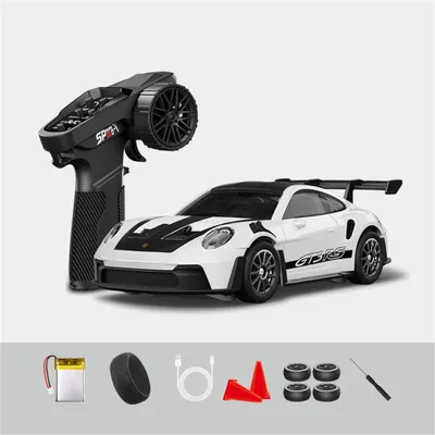 Zdjęcie produktu dla Hstar D43-01 Samochód driftowy RC w skali 1:43, 2,4 GHz, napęd na cztery koła, żyroskop, sterowanie proporcjonalne, metalowe nadwozie, diody LED, mini samochód wyścigowy RTR, duża prędkość, biały