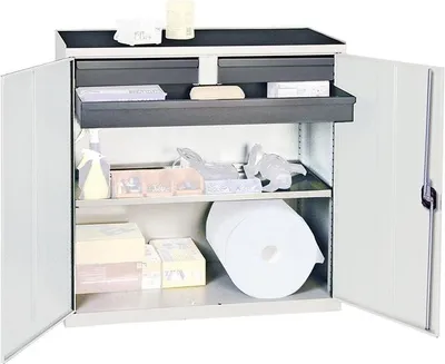 Image de Stumpf Armoire à outils et matériel série 3000 gris clair + 2 tiroirs 100 mm + 1 tiroir 100 mm traversant + 1 tablette coulissante - 3007307