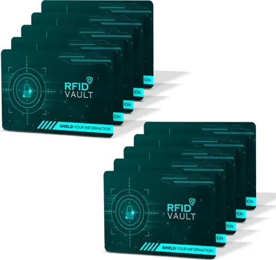 Produktbild von RFID VAULT 10x NFC RFID Karte Karten Set RFID & NFC Schutz Blocker Card für EC Kreditkarten Ausweis
