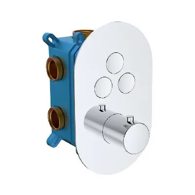 Produktbild von Mereo Duschprogramm – Thermostatische Armatur für Einbaubetrieb, für 3 Anschlüsse, mit Gehäuse, Chrom, Modell CB60157TB