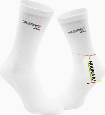 Produktbild von Huuraa Uni Socken Stammzellenspender mit Herz 42/46 White Baumwolle Tennissocken Geschenkidee