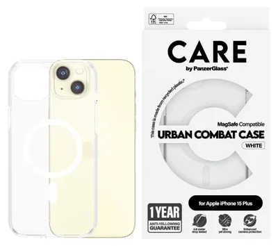 Produktbild von PanzerGlass CARE™ by ® Urban Combat Case Transparent m. Weiß MagSafe iPhone 15 Plus, Cover, Apple, Apple - iPhone 15 Plus, 17 cm (6.69"), Transparent