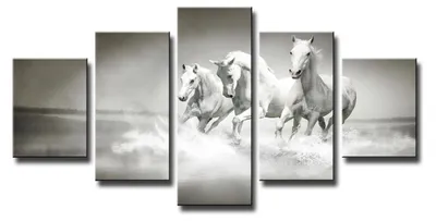 Obrázok produktu pre 5549 Kone na pláži obraz na plátne 5-dielny 160x80 cm