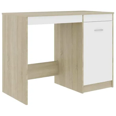 Immagine prodotto di Scrivania in rovere Sonoma bianco 100x50x76 cm materiale a base di legno
