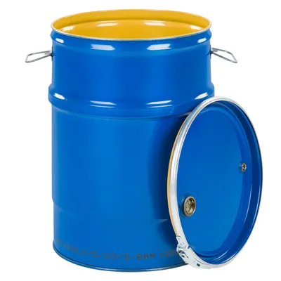 Produktbild von Stahlfass OH 60L, abnehmbarer Deckel, 2 und 3/4 Stopfen, innen lackiert - blau
