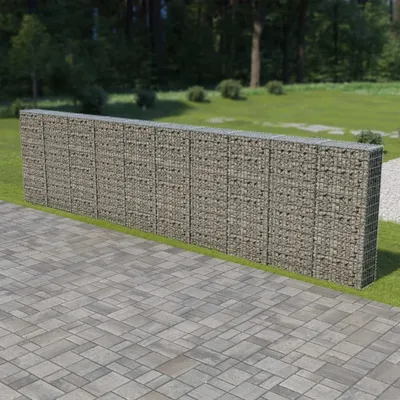 Produktbild von Gabionenwand mit Abdeckung Verzinkter Stahl 600×30×150 cm , Drahtzäune Design 2024
