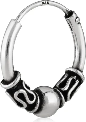 Produktbild von 925 Silber Single Ohrring Keltische Creole Gothic Celtic Bali Einzel 14mm 5045