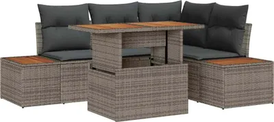 Produktbild von vidaXL Garten-Sofa-Set mit Speicher 5 pcs Grau Poly Rattan