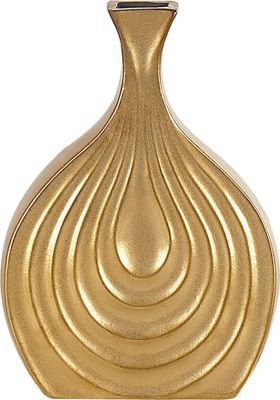 BELIANI Dekovase aus Steinzeug in Gold 25 cm Modern Elegant Glamour Stil Flurdeko Wohnzimmer Schlafzimmer Wohnaccessoires Tischdekoration