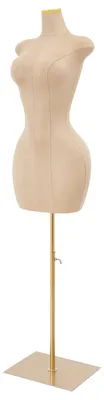 Image de Mannequin de vitrine femme - Torse avec socle - Réglable en hauteur de 150 à 210 cm - Tour de poitrine 94, tour de taille 63, tour de hanches 110, largeur d'épaules 48 cm - MoussePolyuréthane- Couleur dorée