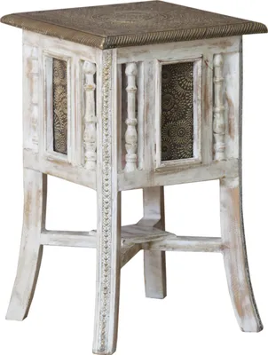 Produktbild von Orientalischer Beistelltisch mit Messing Dekoration - Modell 1, Mehrfarbig, Holz,Messing, 45*28*28 cm, Kaffeetische & Bodentische