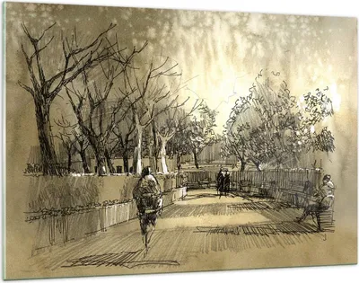 Produktbild von Bilder auf glas - Park Spaziergang Baum - 120x80cm - Glasbilder - Wandbilder - Kunstdruck - zum Aufhängen bereit - Wanddekoration aus Glas - Glas Bilder - Wandbild auf Glas - GAA120x80-3758