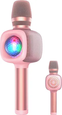 Image de Microphone OneOdio, sans fil, connexion Bluetooth 5.2, batterie 1800 mAh, karaoké, éclairage, 4 modes de voix, rose