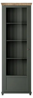 Immagine prodotto di Vetrina in vetro Elda Vetrina in vetro 71x42x200cm verde/rovere Lefkas a 1 anta