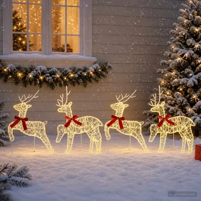 Immagine prodotto di Renna di Natale 4 pz 80 LED Bianco caldo 43 x 19 x 65 cm