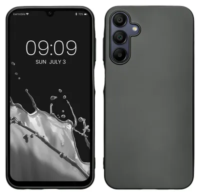 Produktbild von kwmobile Handyhülle für Samsung Galaxy A15 5G Hülle - Silikon Case metallisch schimmernd - Schutzhülle Cover - Metallic Grau