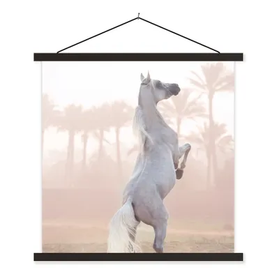 Produktbild von MuchoWow® Textilposter Pferd - Sand - Palme 40x40 cm mit schwarzem Rahmen - Fotos