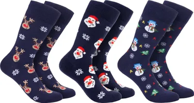 Productafbeelding van BRUBAKER 3 paar kerstsokken - Grappige sokken voor dames en heren - Sneeuwpop, rendier en kerstman, maat 41-45