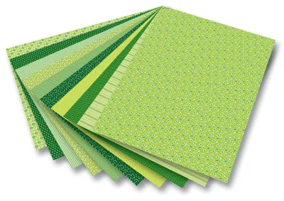 Produktbild von folia 46509 Motivkarton 270g/m² Motivkarton Basics, 270 g/m², 50 x 70 cm, 10 Motive, grün (10er Pack)