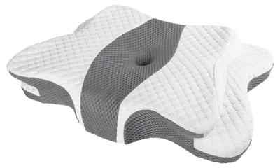 Obrázek produktu pro Polštář na podporu krku, ergonomický design, pohodlí díky paměťové pěně, BÍLÁ