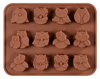 Zdjęcie produktu dla Silikonowa forma do pieczenia w kształcie sowy, szara, do cupcakes, muffinek, ciast i czekolady