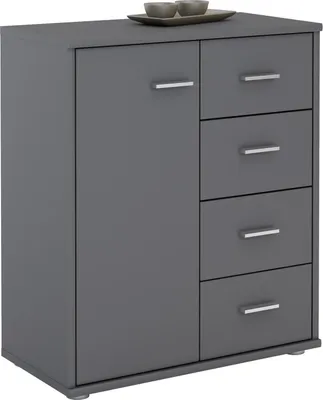 Produktbild von Kommode TIRANO Highboard Anrichte mit 1 Tür und 4 Schubladen in grau anthrazit