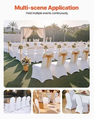 Produktbild von Weißer Stuhlbezug aus Polyester und Elasthan, elastischer Slipcover, 50 cm, Weiß