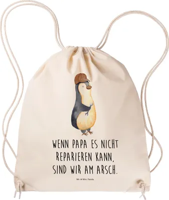 Produktbild von Mr. & Mrs. Panda Gymbag Wenn Papa es nicht reparieren kann, sind wir am Arsch - Transparent - Geschenk, Baumwollbeutel, Turnbeutel, wander rucksack, Jutebeutel, Beutel