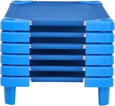Imagen del producto de Juego de sábanas para cuna, 106,7 cm de largo x 58,4 cm de ancho, paquete de 6 unidades, color azul. Cunas portátiles para bebés, ideales para guarderías y áreas infantiles, color azul